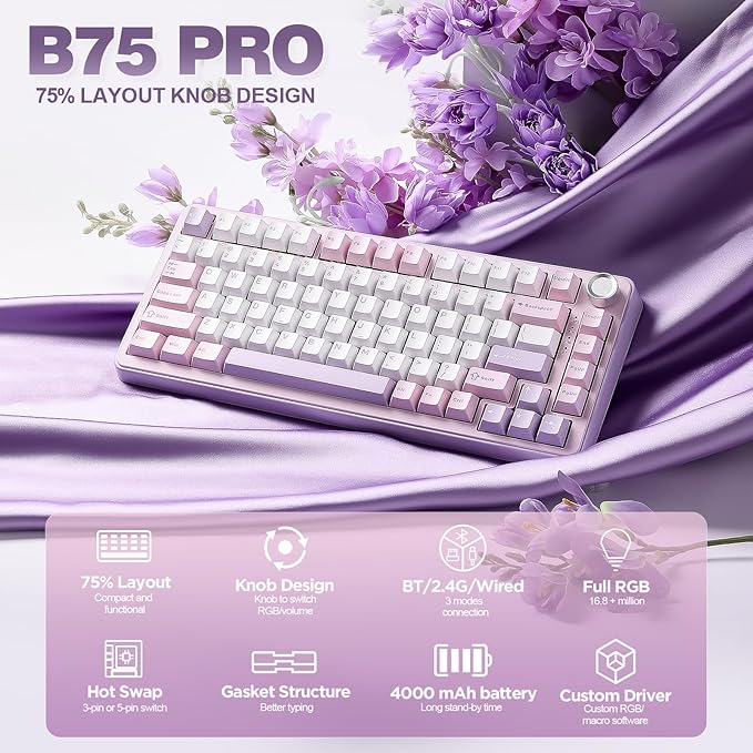 YUNZII B75 PRO Wireless Mechanical Keyboard, 75% Layout - Image 2
