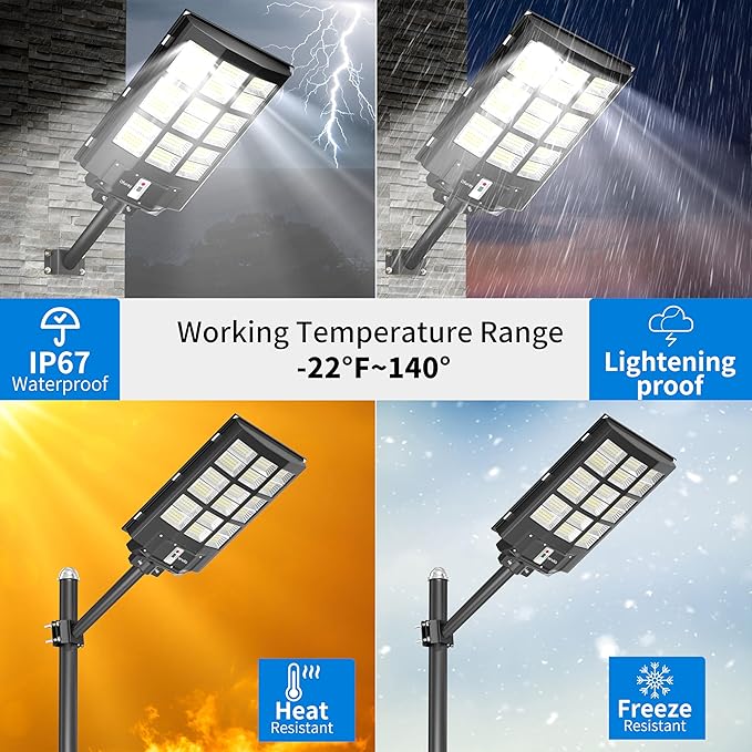 Ofuray Of-3600W Solar Street Lights Outdoor, 218000LM Solar Security Flood - Image 4