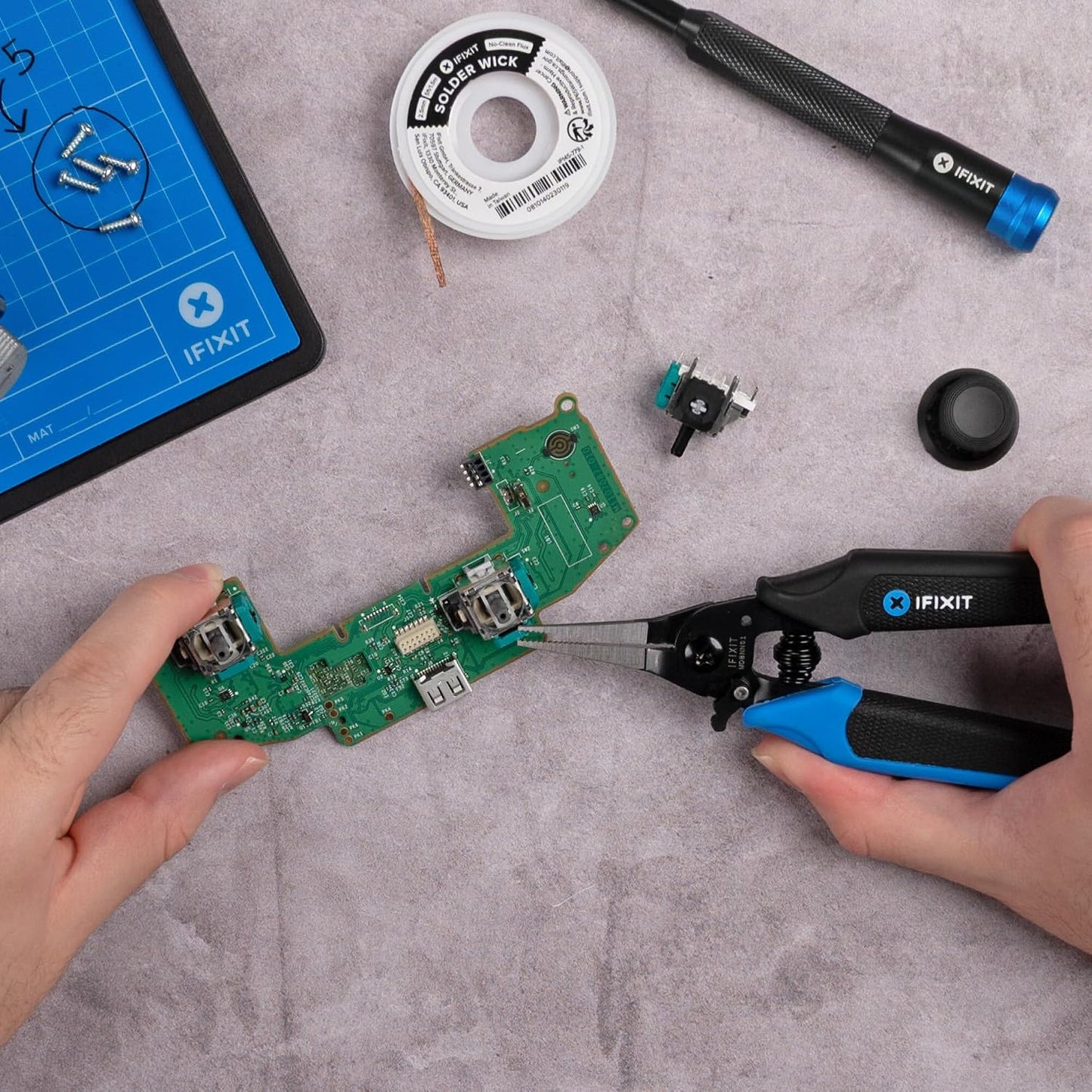 iFixit Mandible Needle Nose Pliers - Fine Tip for Electronic Repairs | Precision tool with ergonomic spring handle for repair and electronic welding