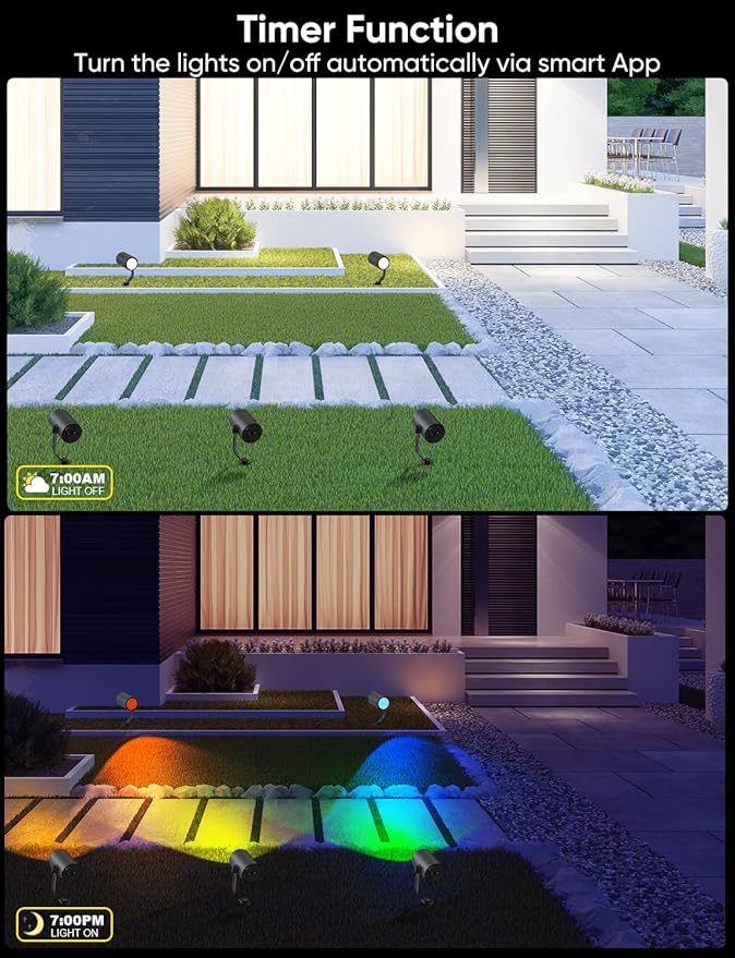 APPECK Smart Outdoor Spot Lights 24W, RGBCW Color Changing Landscape Lights 4 - Image 6
