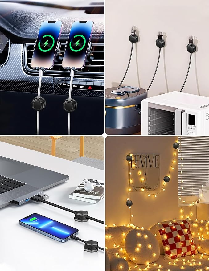 Cord Holder - Magnetic Cable Clips - Under Desk Cable Management - Adhesive - Image 7
