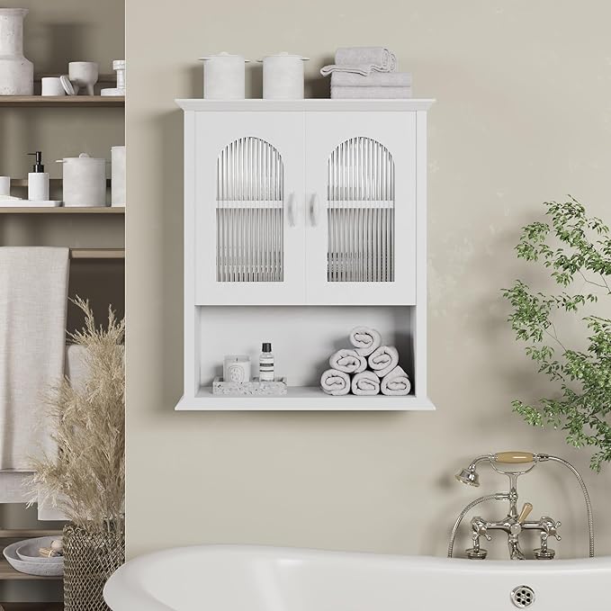 CJL Bathroom Wall Cabinet with Fluted Door, 18.9'' x 23.6'' Medicine Cabinet - Image 4