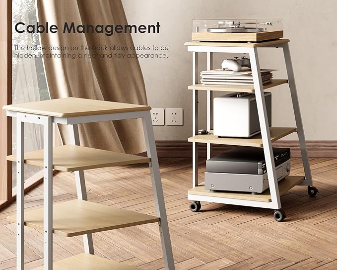 FITUEYES Design 4-Tier AV Media Stand Corner Shelf Stand Wooden Corner Shelves - Image 6