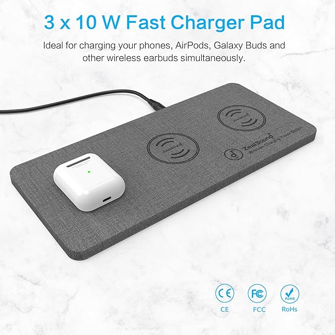 ZealSound Triple Wireless Charger, Charging Pad, Ultra Slim Fast 3x10W Charger - Image 3