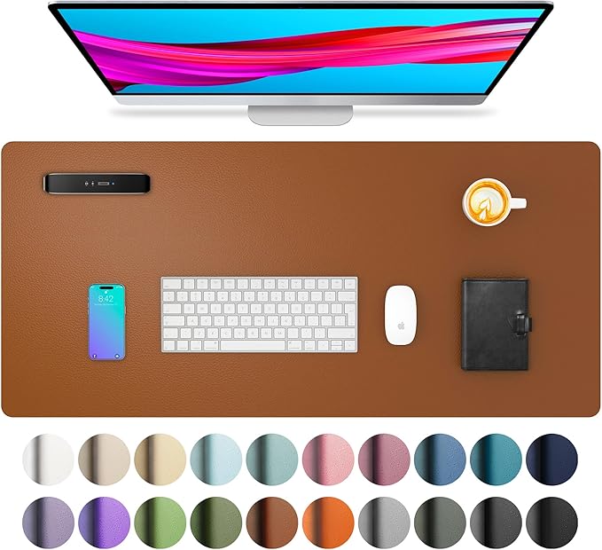 Aothia Leather Desk Pad Protector, Mouse Pad, Office Desk Mat, Non-Slip PU by AothiaSimpleNaturalUnique
