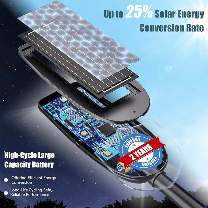 LAMPTEC Solar Street Lights Outdoor Waterproof, 30000LM Dusk to Dawn Solar - Image 4