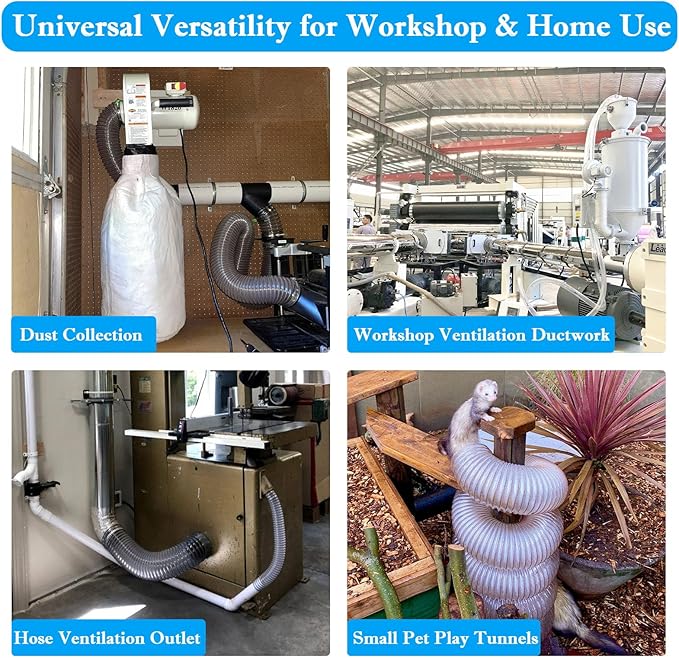 PVC Dust Collection Hose 2-1/2"x20', 2.5 Inch Dust Collector Vacuum Hose - Image 7