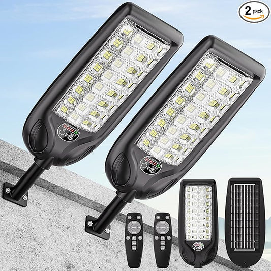 MMKT Solar Street Lights Outdoor, 3 Color Warm White LED Dusk to Dawn IP65 by MMKTLIGHTING