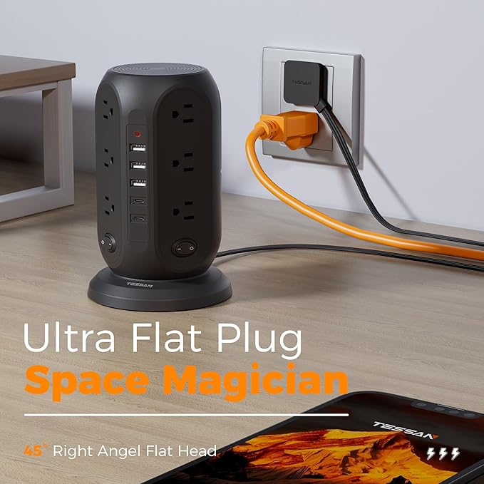 Black Surge Protector Power Strip - Image 8