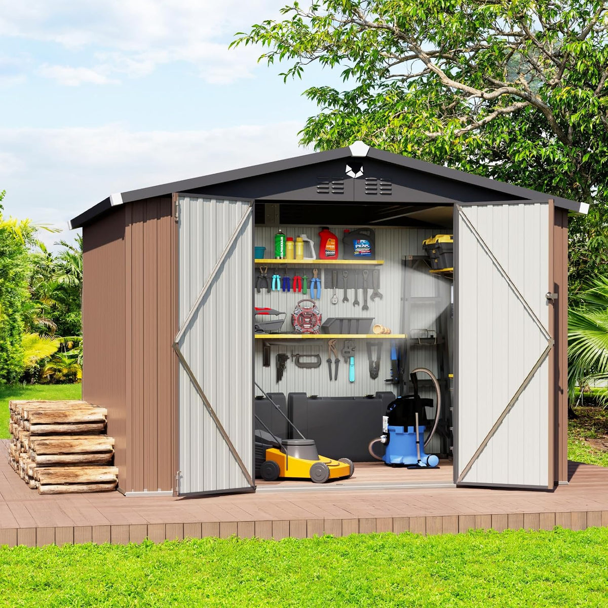 10x8ft metal storage shed, outdoor storage building, main product view