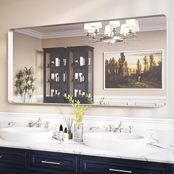 ISKM Large Sliver Metal Framed Bathroom Mirror by ISKM-IStillKeepMovin