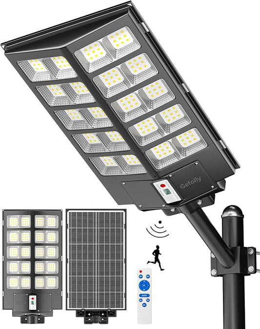Gefolly SL-6200W Solar Street Light Outdoor 620000LM Wide Angle Commercial by GefollyLight