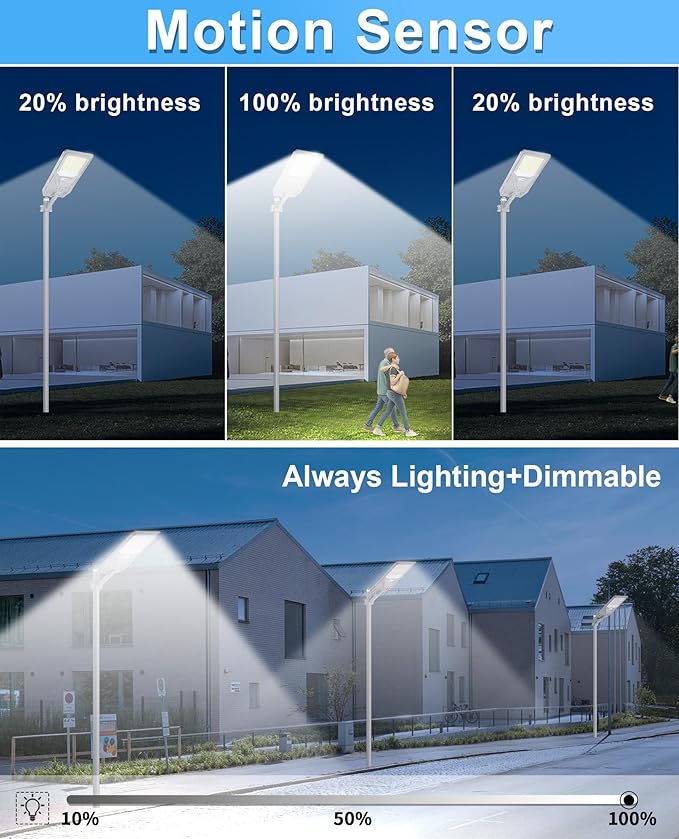 JAYNLT X-8500W Solar Street Lights, 6500K Commercial Parking Lot Light Dusk to - Image 3
