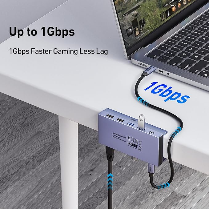 BENFEI 8-in-1 USB C Hub with Secure Clamp – Features 4K@60Hz HDMI, Gigabit - Image 4