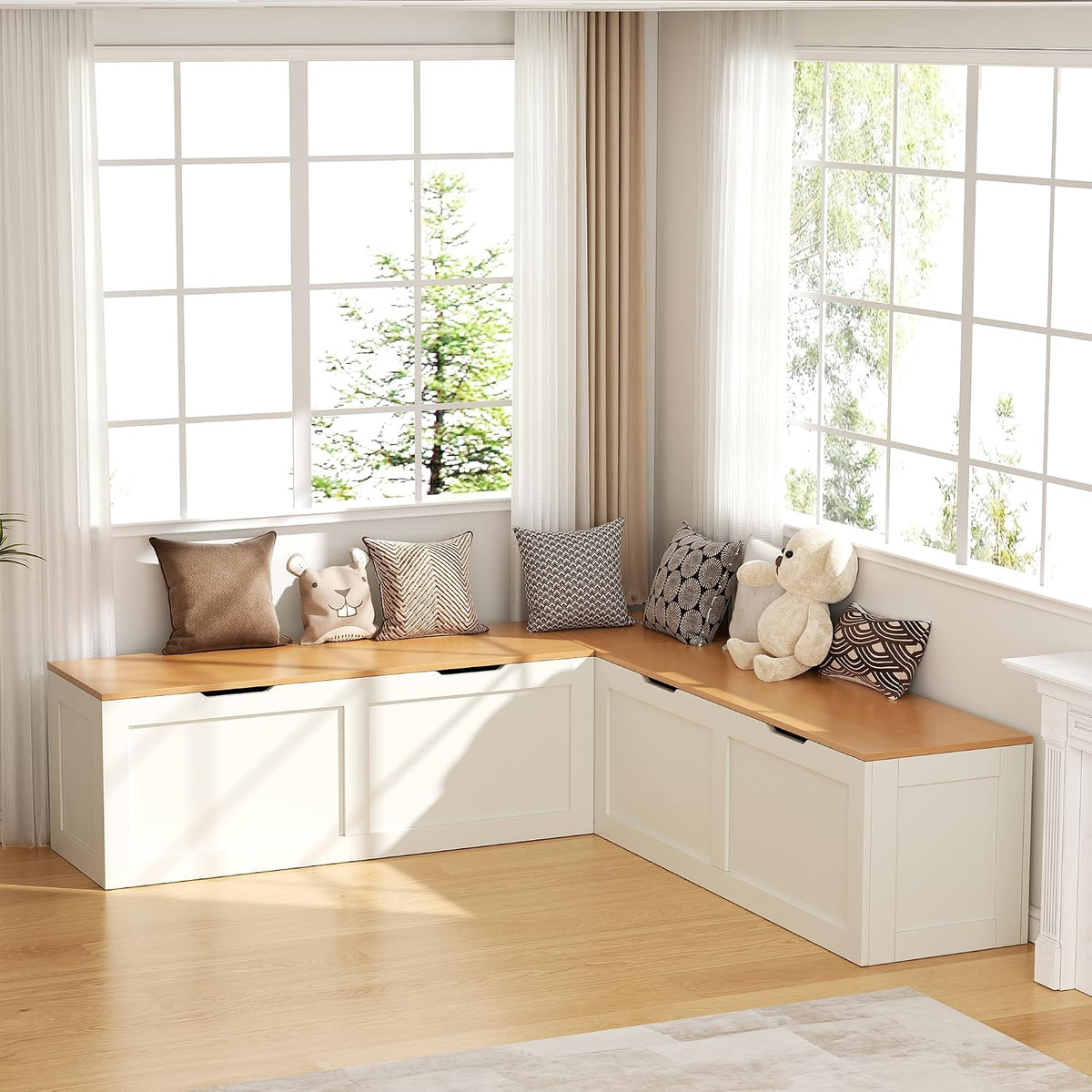 l shaped bench with storage, 63" breakfast nook, main product view