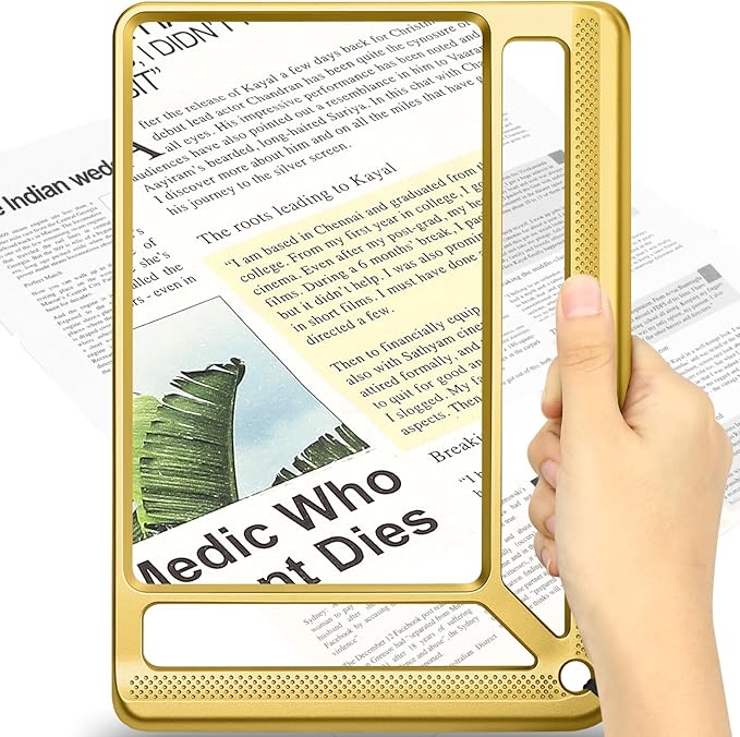 5X Full Page Magnifying Glass for Reading, Lightweight Rectangular Magnifier by AKKYCVS