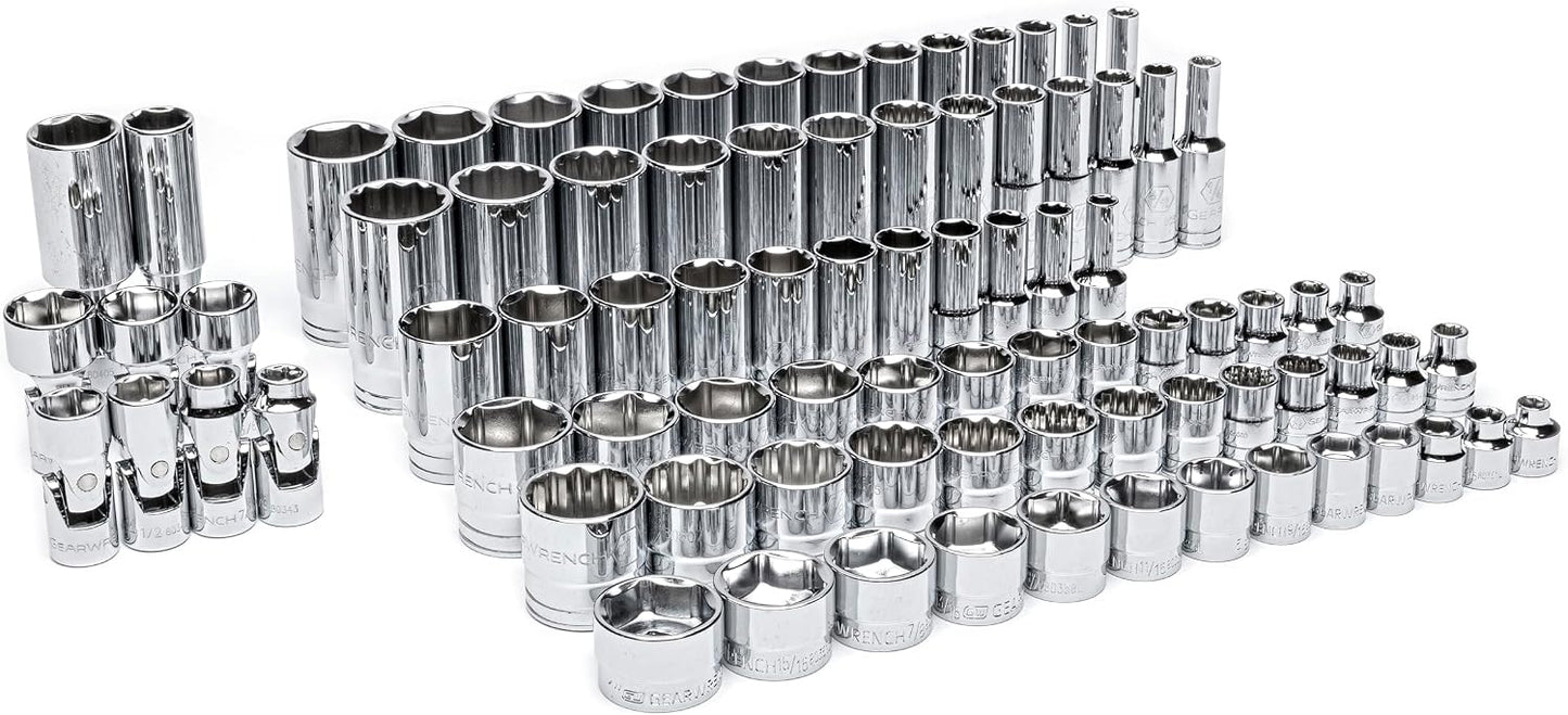 GEARWRENCH 85 Piece 3/8” Drive Master SAE Socket Set in Foam Storage Tray - GWMSSKT38SAE