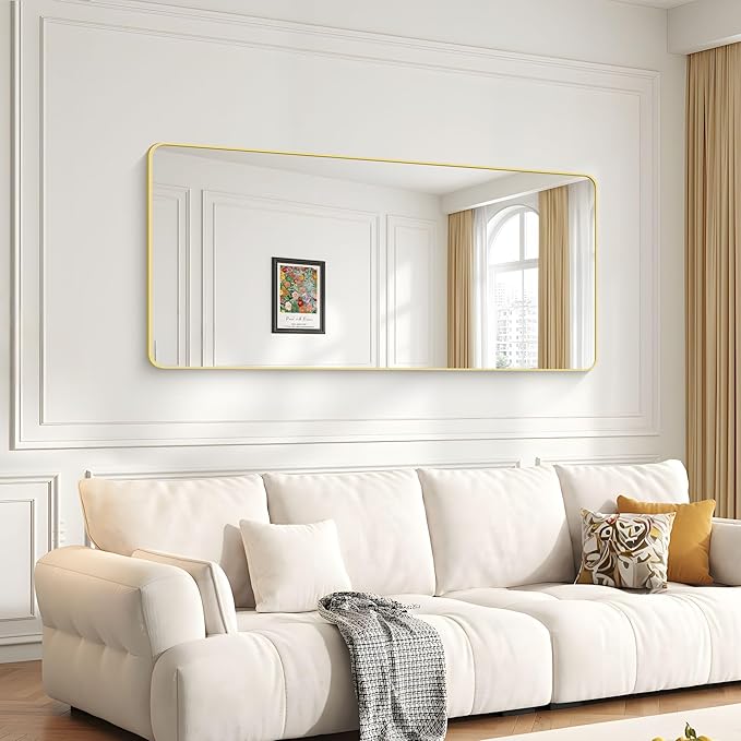 30"x60" Gold Bathroom Mirror, Large Rectangle Mirror, Rectangular Wall Mirror - Image 8