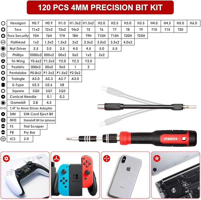 STREBITO Precision Screwdriver Set 191-Piece Multi-Bit Screwdriver 1/4 Inch Nut - Image 3