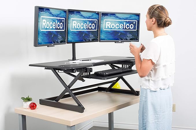 Rocelco 46" Large Height Adjustable Standing Desk Converter - Image 4