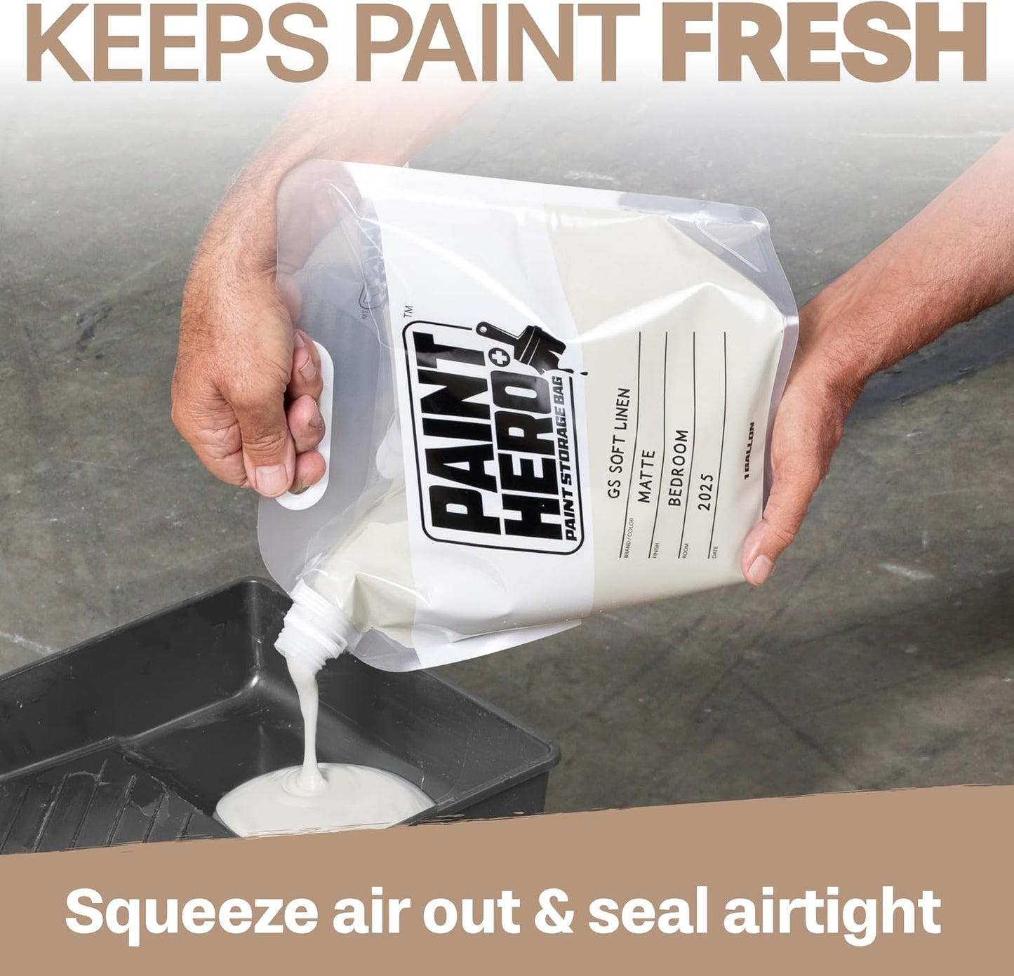 Paint Hero 8 Pack Paint Storage Bags - Airtight Refillable 1 Gallon Pouches with Funnel