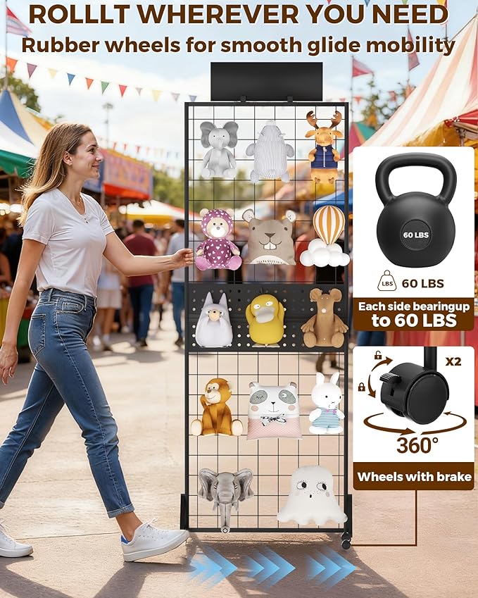DEMEGA 6' x 2' Ft Grid Wall Panel, Pegboard Gridwall Display Stand - Image 6