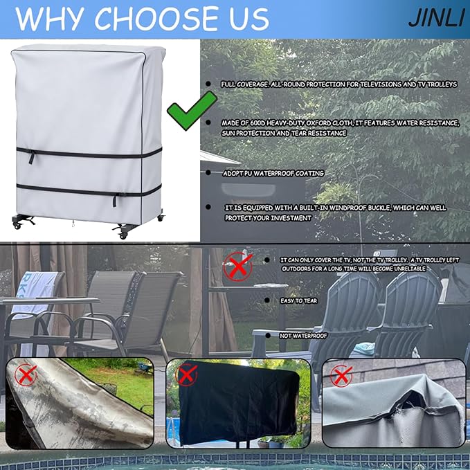 JINLI 45-50 inch outdoor TV trolley cover, courtyard TV cover, Oxford fabric - Image 4