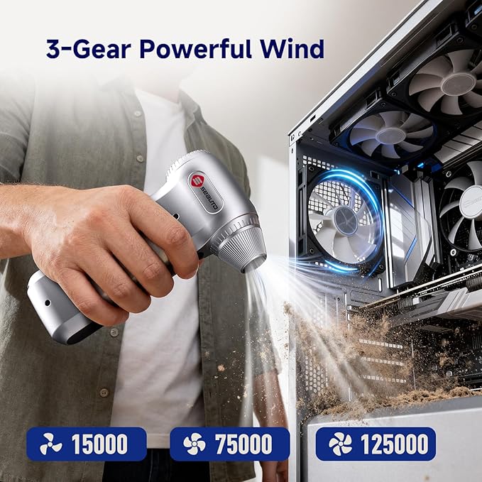 Compressed Air Duster-125, 000 RPM Cordless Electric Air Duster, Rechargeable - Image 6