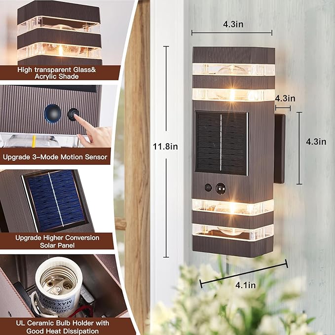 Oil Rubbed Bronze Solar Outdoor Wall Lights - Image 2