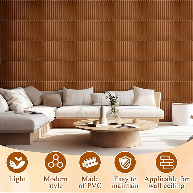 Nuanchu 32 Pcs 3D Slat Wall Panels 12 x 12 Inch PVC Fluted Textured Panel - Image 5