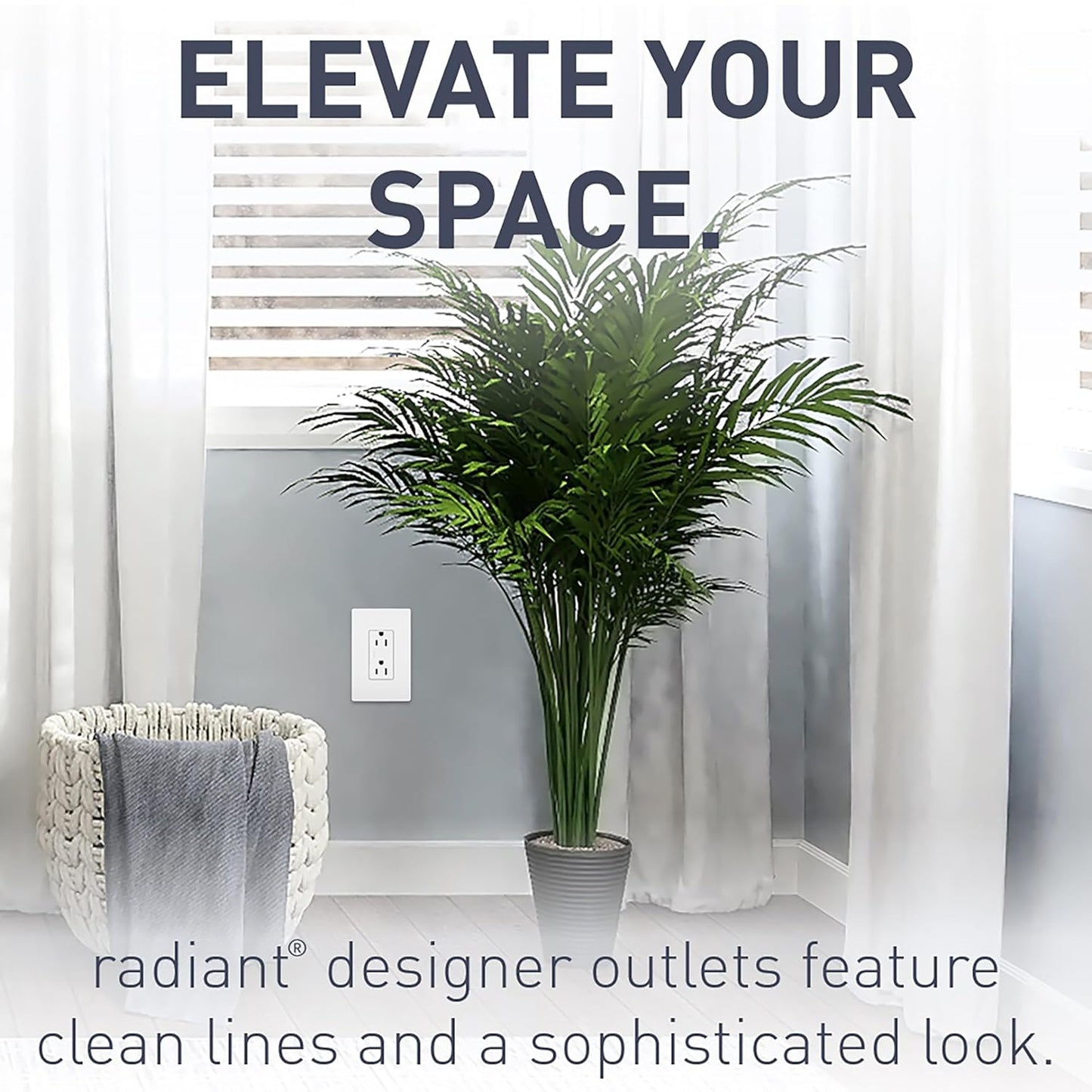 Legrand radiant 15 Amp Tamper Resistant Decorator Outlet White 1 Pack | Pass & Seymour Residential Grade, Décor Wall Outlet, Push Wire, Side Wire, Child-Safe Shutters, Duplex Receptacle