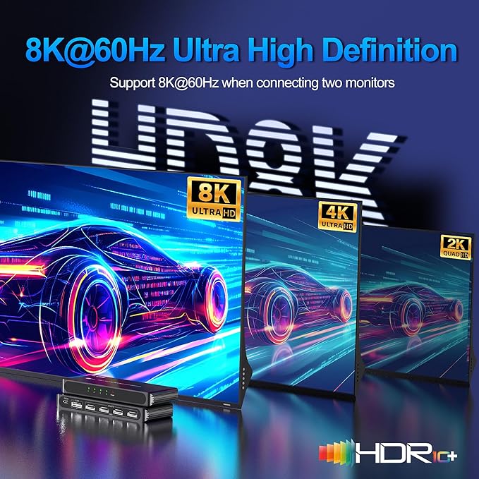 DisplayPort to HDMI Splitter for 4 Monitors, 8K@60Hz HDMI Splitter Extended - Image 2