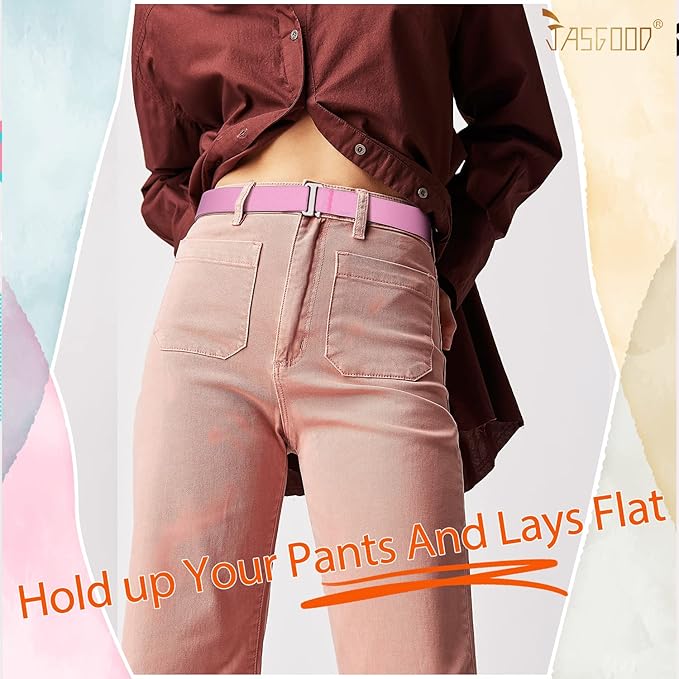 JASGOOD Women No Show Stretch Belt Elastic Web Strap Belt - Image 5