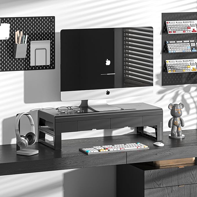 Computer monitor stand with 2 drawer ，Laptop Desk Shelf & Monitor Riser 21.6 - Image 2