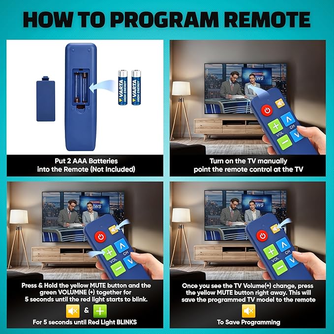 EZclicker TV Remote for Seniors, Extra Simple Big Button Remote Works - Image 6