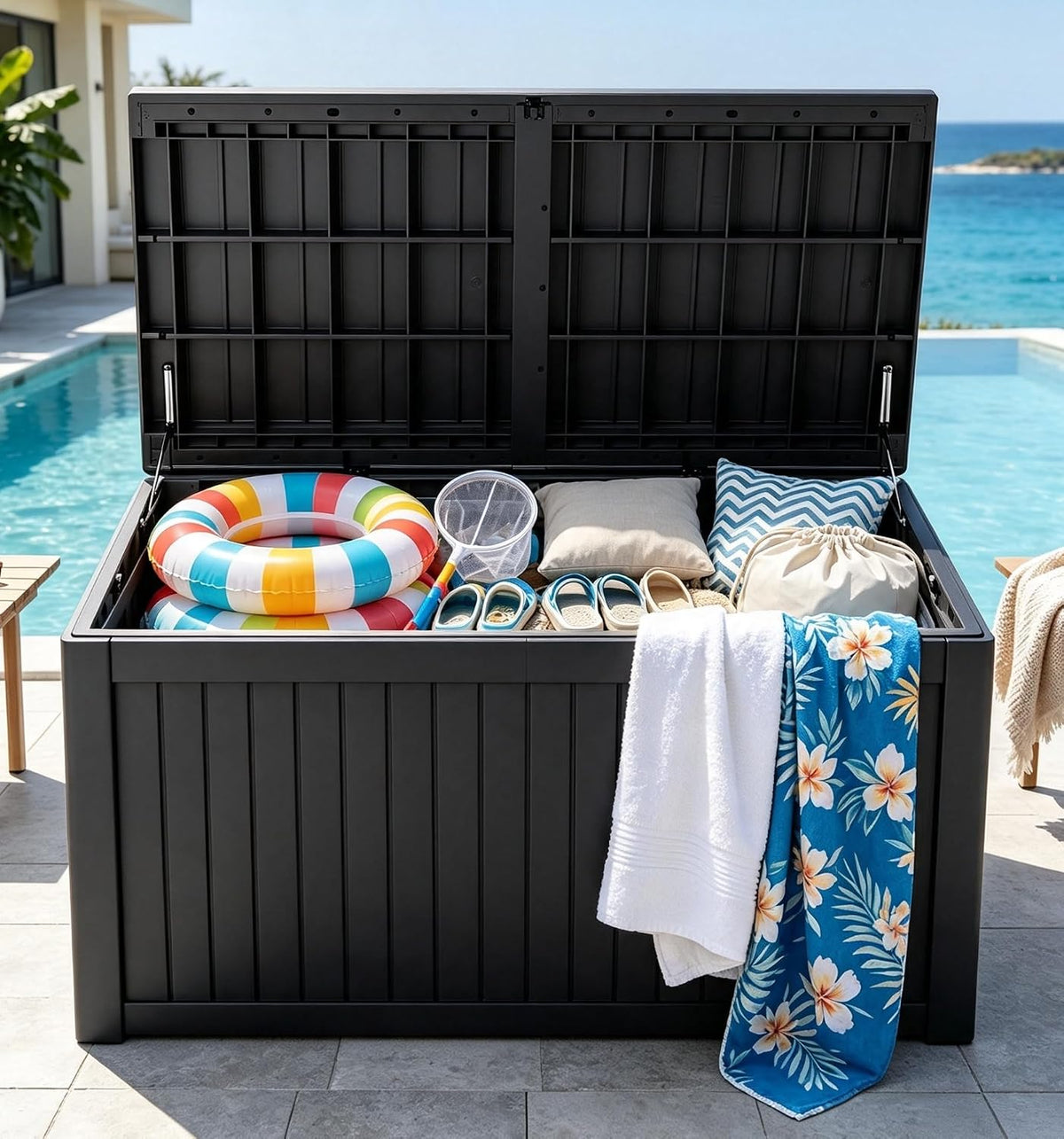 199 gallon large resin outdoor storage box, waterproof, main product view