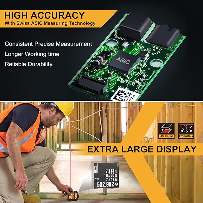 PREXISO 2-in-1 Laser Tape Measure, 135Ft Rechargeable Measurement Tool & 16Ft - Image 3