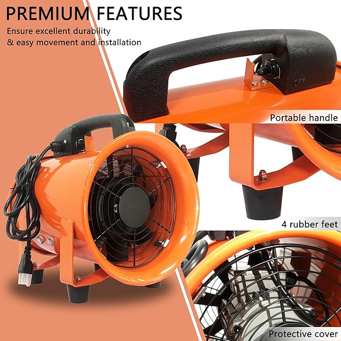 FICBXRA Utility Blower Fan 14 Inch Portable Axial Exhaust Fan 820W 3016CFM High - Image 4