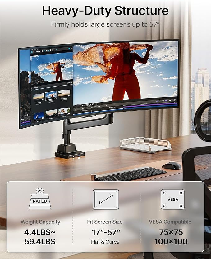 monTEK Heavy-Duty Single Monitor Arm - Image 2