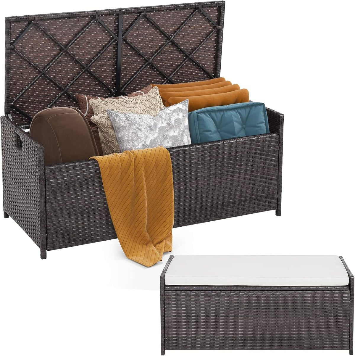 tangkula 34 gallon outdoor storage bench with seat, main product view