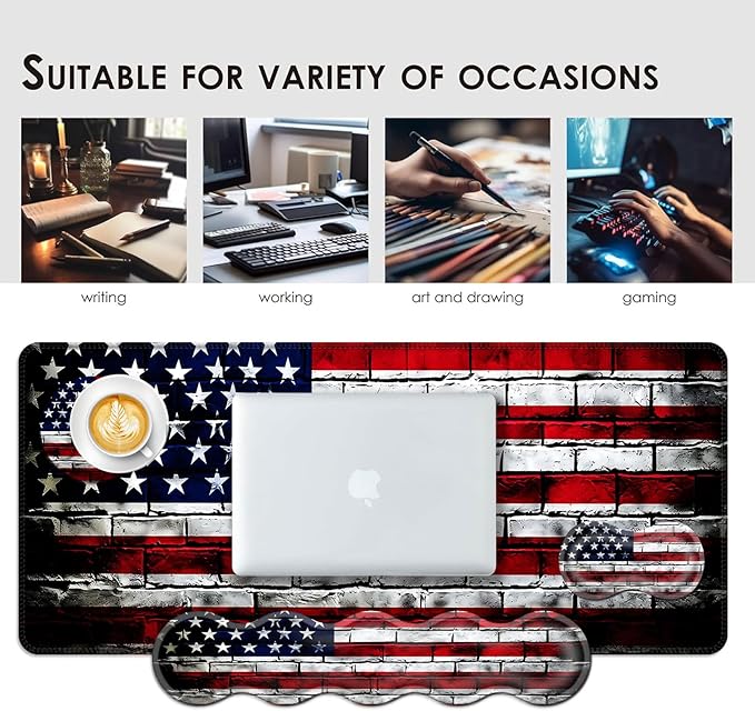 BFUKVOU Large Keyboard Mouse Pad Set, Extended Mouse Pad+Keyboard Wrist Rest - Image 7