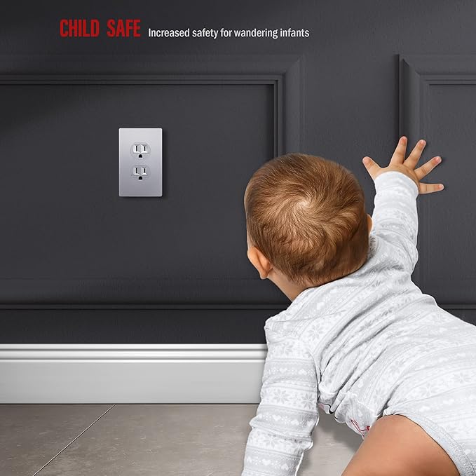 ENERLITES Elite Series Duplex Outlet Receptacle Cover, Screwless Wall Plate - Image 5