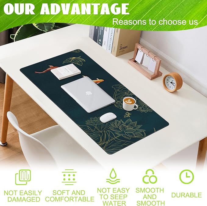 Eflxamz Large Gaming Mouse Pad, Koi Fish Ink Painting Desk Mat, Extended Big - Image 4