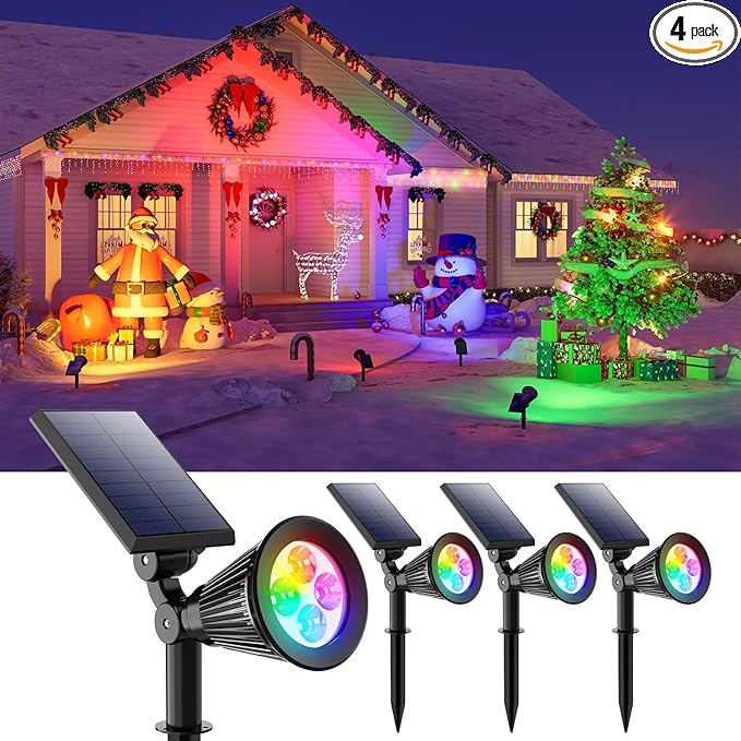 4 Pack Color Change Solar Spotlights Outdoor by FALOVE