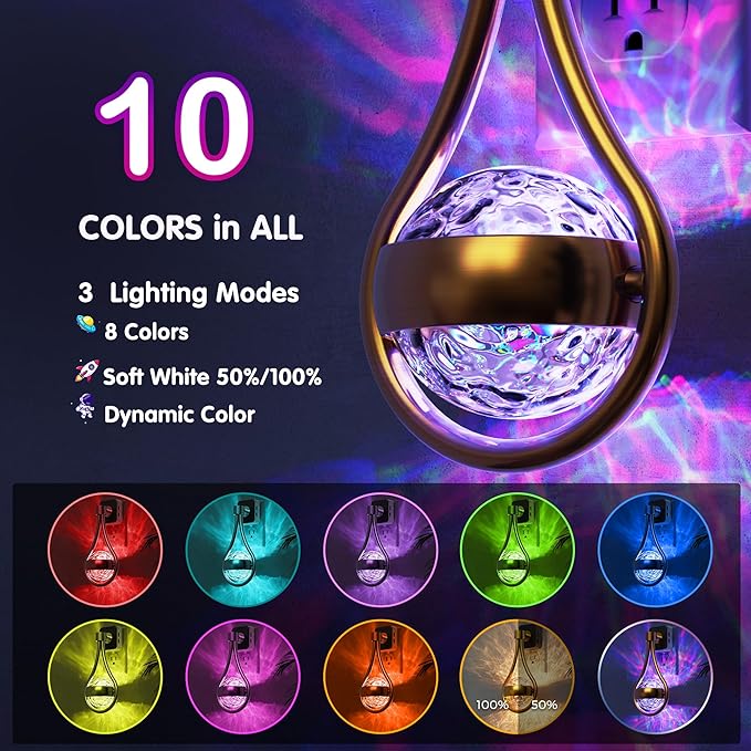 L LOHAS LED Night Lights Plug Into Wall: 2 Pack Star Projector RGB Night Light - Image 7