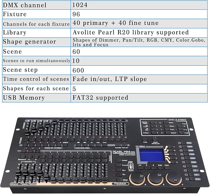 Professional DMX512 Stage Lighting Controller, Mini Pearl Stage Light Console - Image 4