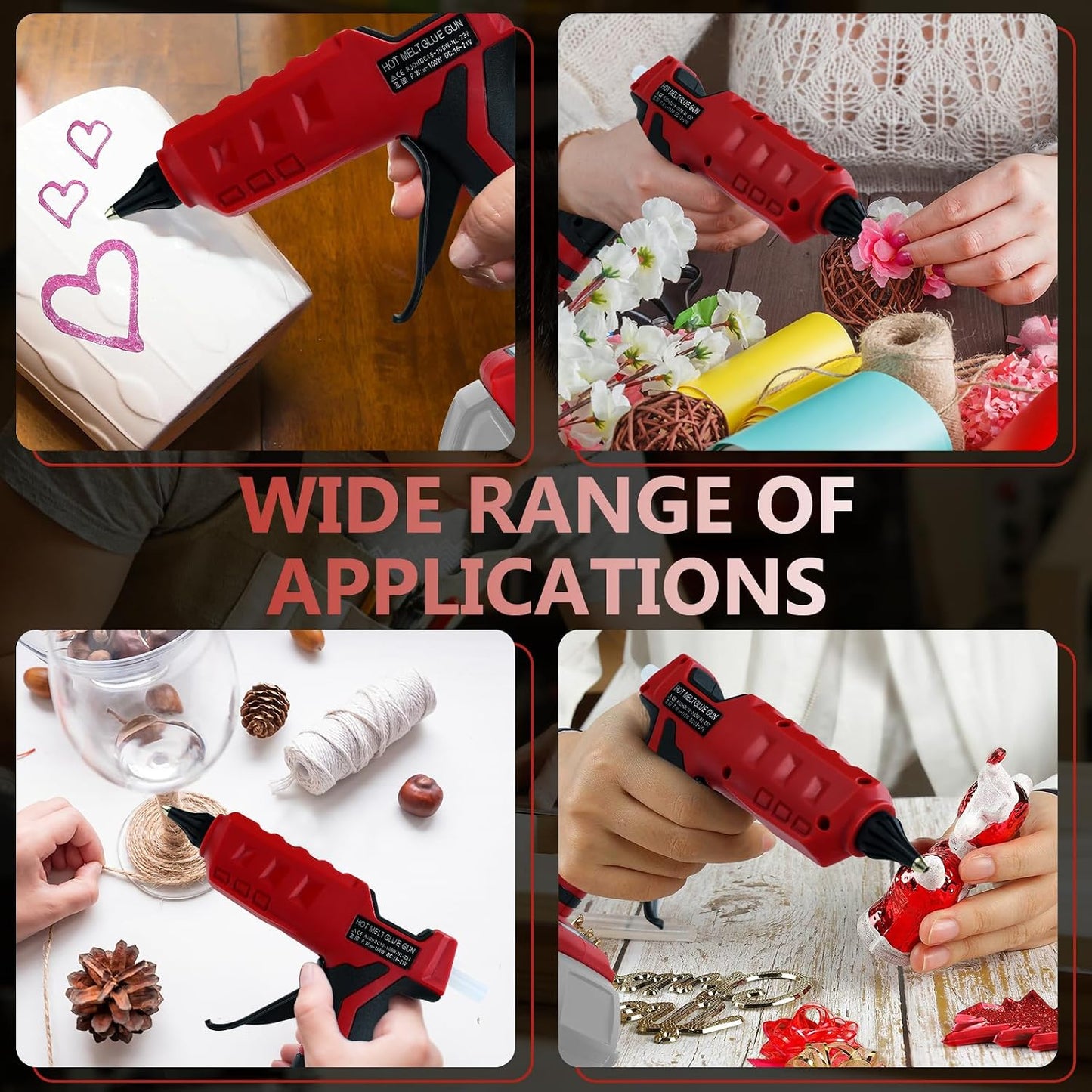 Cordless Hot Glue Gun for Milwaukee 18V Battery, 100W Wireless Glue Gun | LED Digital with 10 Glue Sticks, Handheld Heavy Duty Glue Gun for DIY, Craft(No Battery）