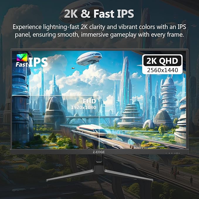 Z-Edge 27-inch Gaming Monitor QHD 2560 x 1440 2K, 180Hz Refresh Rate, 1ms MPRT - Image 5
