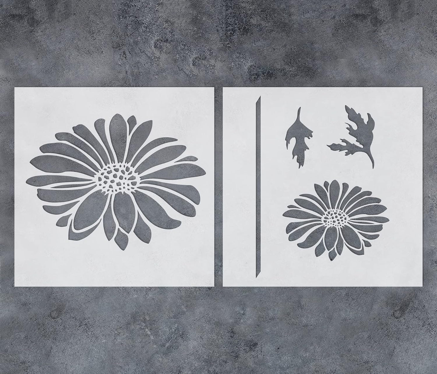 GSS Designs Daisy Wall Stencils 2 Pack Courtyard Walls Painting Stencil 12x12Inch Flowers Stencil for Fence Floral Stencils for Garden Decor