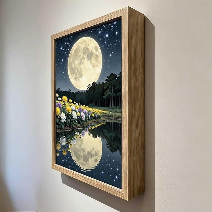 URVIP LED Glowing Photo Frame, 3D Starry-Sky Blue Moon Wall Art, 9x12 Inches - Image 4